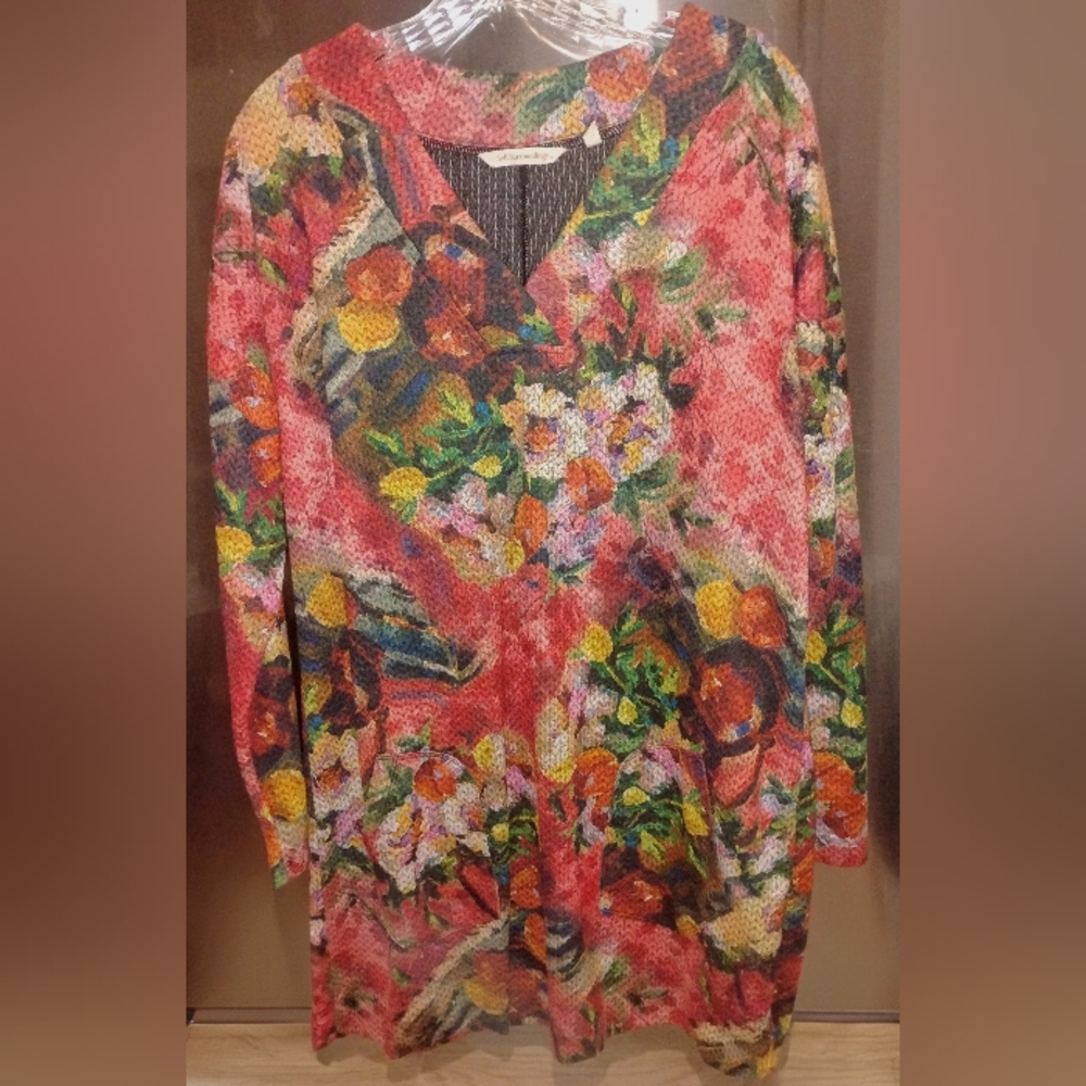 Soft Surroundings Crimson Valley Floral Relaxed Fit Tunic L - Picture 2 of 5